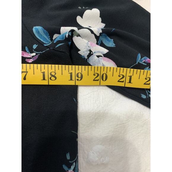 J Jill Wearever Collection Midi Dress Small Black FLoral Long Sleeve Ponte Knit - Picture 3 of 10